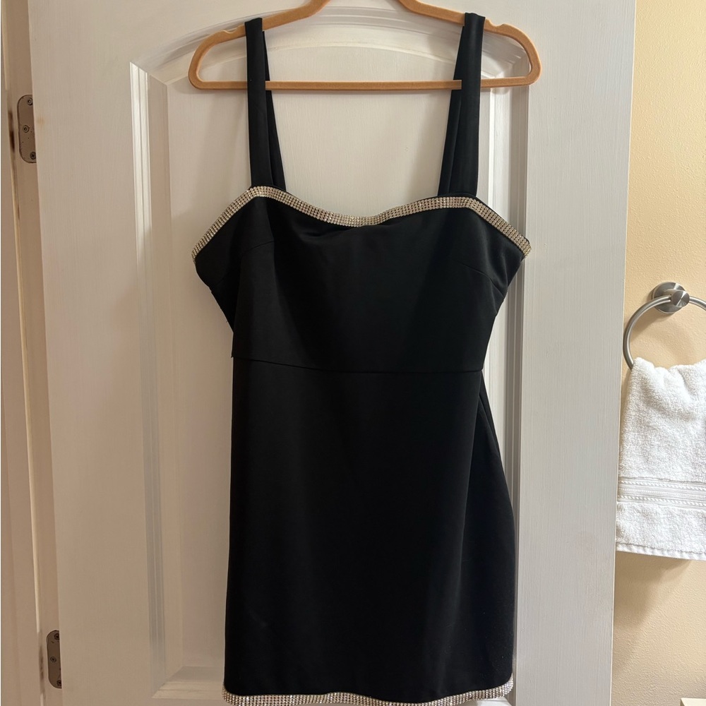 Lulu's Black Mini Dress with Silver Accents